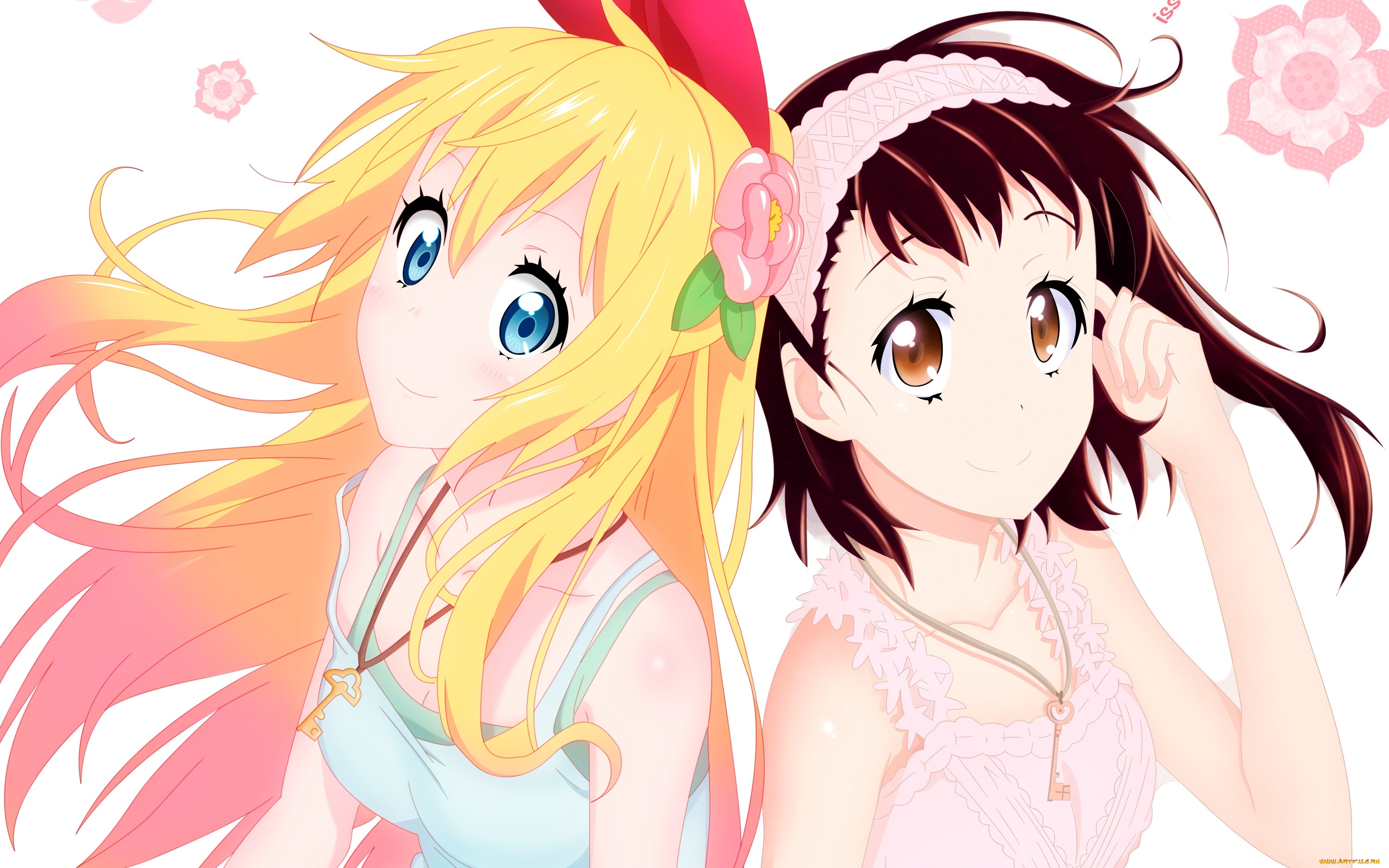 аниме, nisekoi, девушки, фон, взгляд.